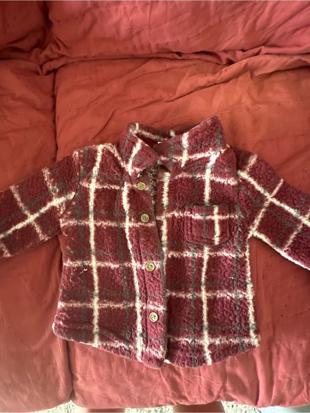 Kids Burgundy Plaid Button-Front Shirt Jacket